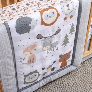 The Peanutshell Forest Animal Print Fitted Crib Sheet